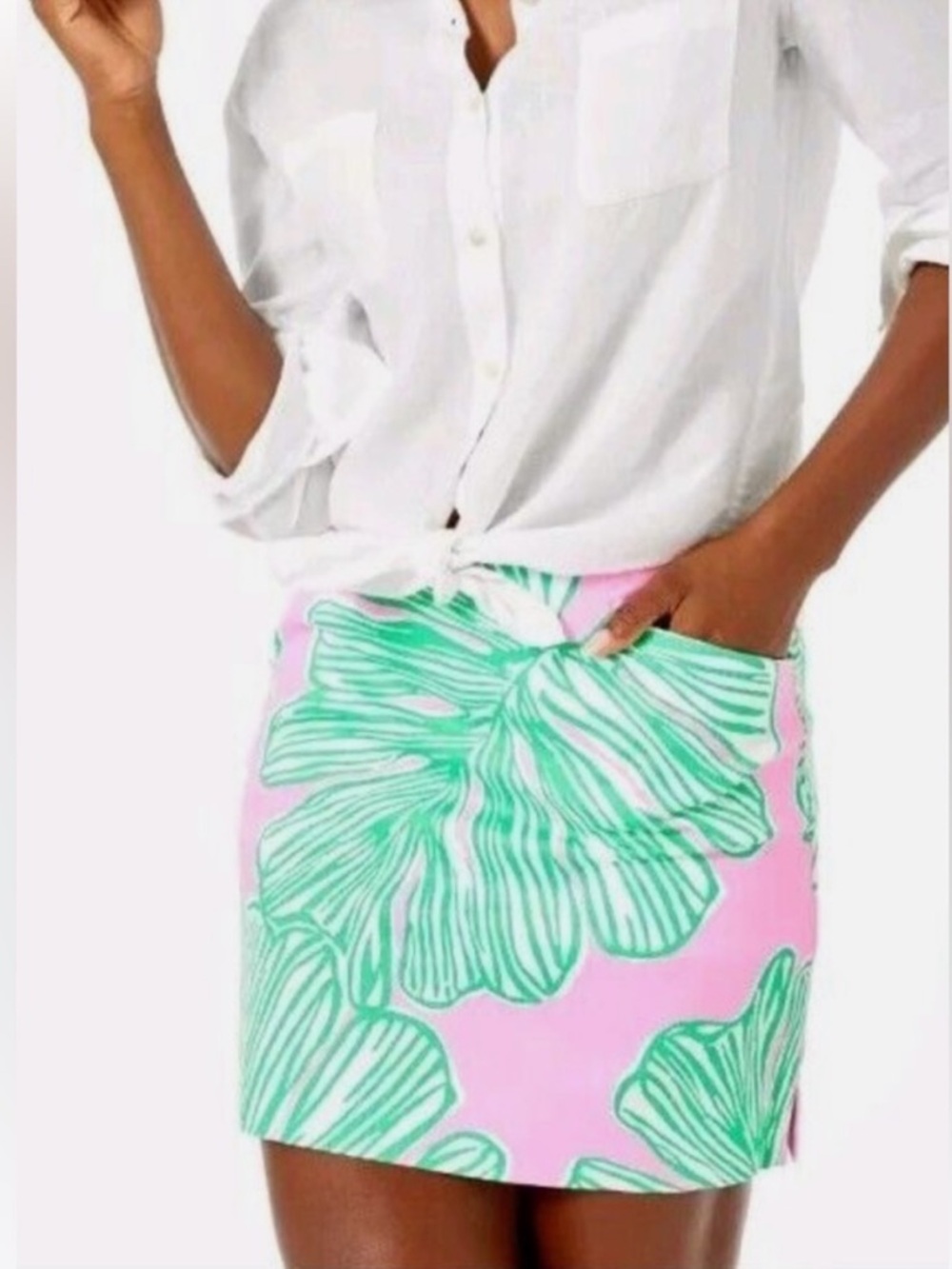 Lilly Pulitzer Marigold Skort Mandevilla Baby Pink Green Palm Size 8 EUC